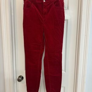 LOFT Vibrant Red Corduroy Trousers